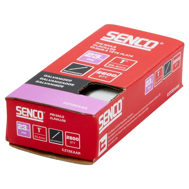 Senco CZ13EAAR Micro Pin Strip, 1 in L, 23 ga, Galvanized/Plain, Headless