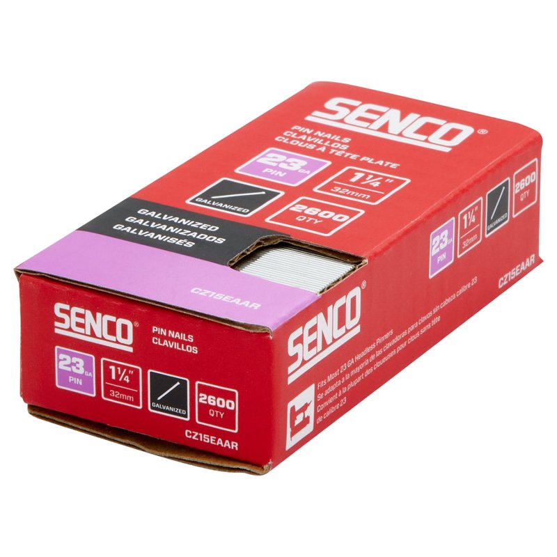 Senco CZ15EAAR Micro Pin Strip, 1-1/4 in L, 23 ga, Galvanized/Plain, Headless