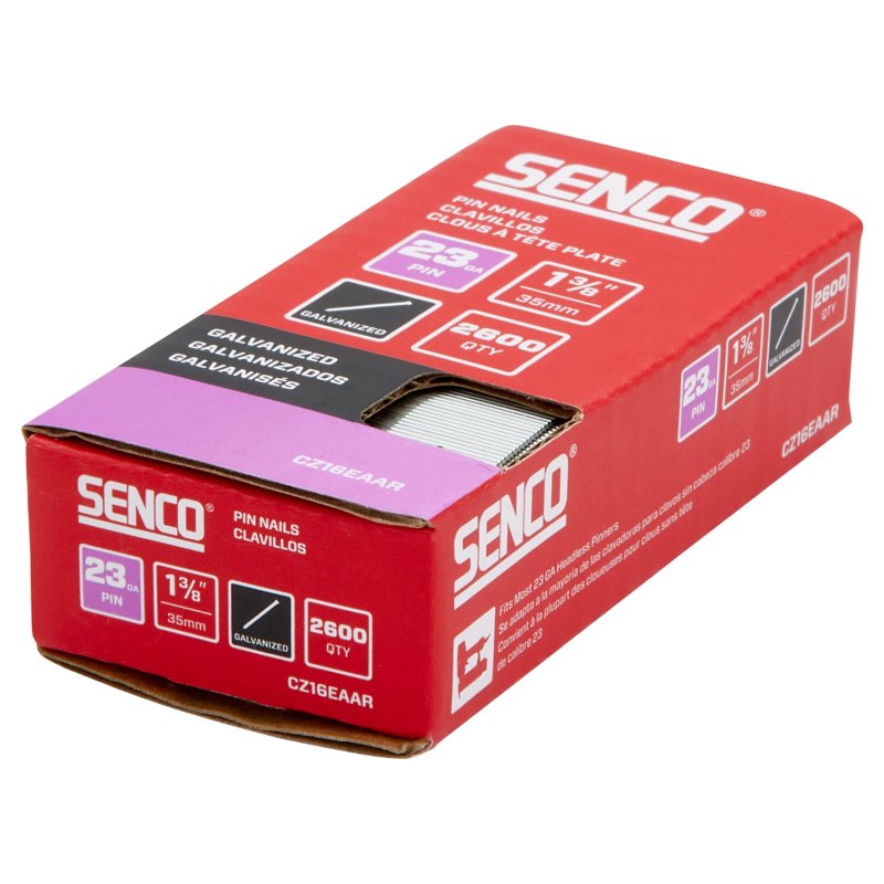 Senco CZ16EAAR Micro Pin Strip, 1-3/8 in L, 23 ga, Galvanized/Plain, Headless