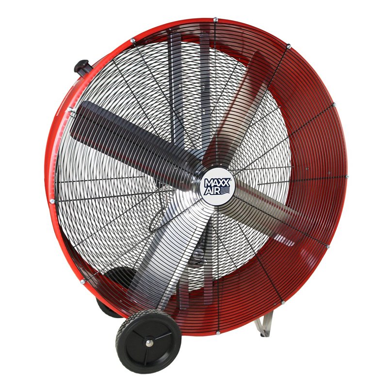 MaxxAir BF42BD Portable Barrel Fan, 120 V, 2-Speed, 5800 to 10,000 cfm Air, Red