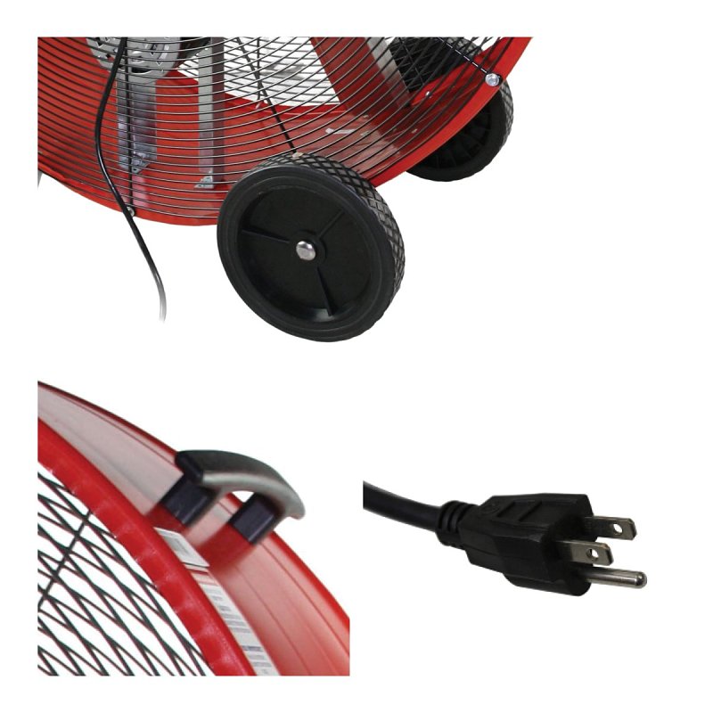MaxxAir BF42BD Portable Barrel Fan, 120 V, 2-Speed, 5800 to 10,000 cfm Air, Red