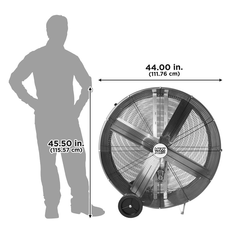 MaxxAir BF42BD Portable Barrel Fan, 120 V, 2-Speed, 5800 to 10,000 cfm Air, Red