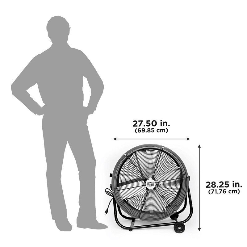 MaxxAir BF24TF Tilt Fan, 120 V, 2-Speed, 1750 to 3200 cfm Air, Yellow