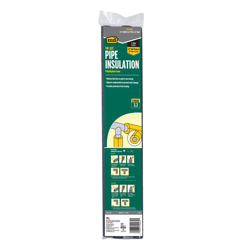 M-D 50230 Tube Pipe Insulation, 3 ft L, Polyethylene, Black, 5/8 in Pipe