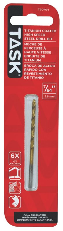 Task T90764 Drill Bit, 7/64 in Dia, 1/PK