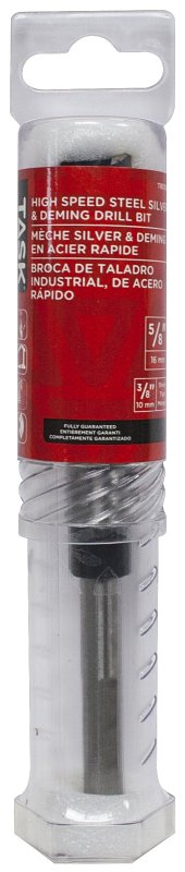 Task T80058 Silver and Deming Drill Bit, 5/8 in Dia, 6 in OAL, 3/8 in Dia Shank, Reduced Shank