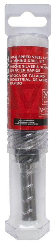 Task T80078 Silver and Deming Drill Bit, 7/8 in Dia, 6 in OAL, 1/2 in Dia Shank, Reduced Shank