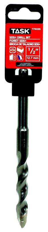 Task T75035 Rotary Hammer Drill Bit, 1/2 in Dia, 6 in OAL, 2-Flute, SDS Plus Shank