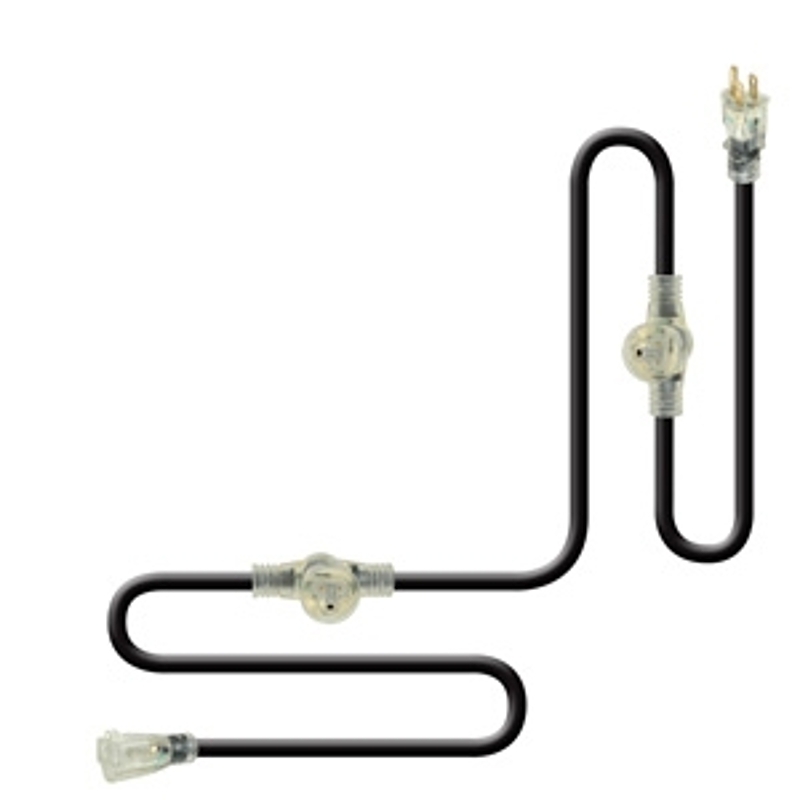 CCI 547728 Multi-Outlet Extension Cord, 14 AWG Cable, 2.7 ft L, 15 A, Black
