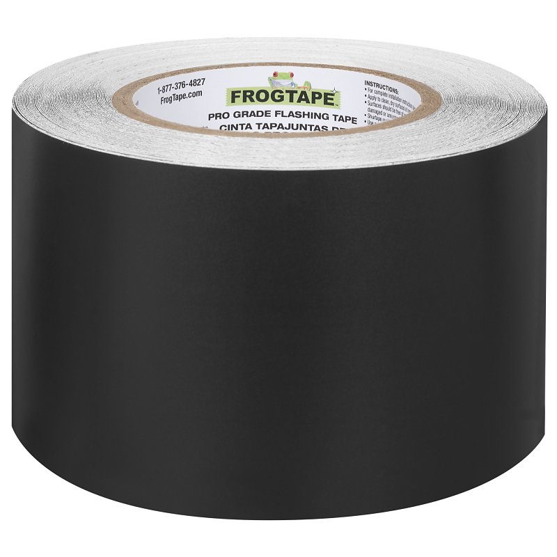 FrogTape 105724 Flashing Tape, 75 ft L, 3-3/4 in W, Black, Acrylic Adhesive