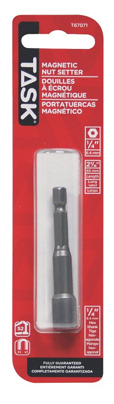 Task T67071 Magnetic Nutsetter, 1/4 in Drive, Hex Drive, 2-9/16 in L