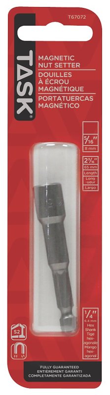 Task T67072 Magnetic Nutsetter, 5/16 in Drive, Hex Drive, 2-9/16 in L