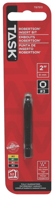 Task T67513 Screwdriver Bit, #3 Drive, 2 in L, Steel