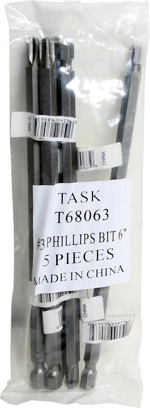 Task T68063 Screwdriver Bit, Phillips Drive, 6 in L, Steel