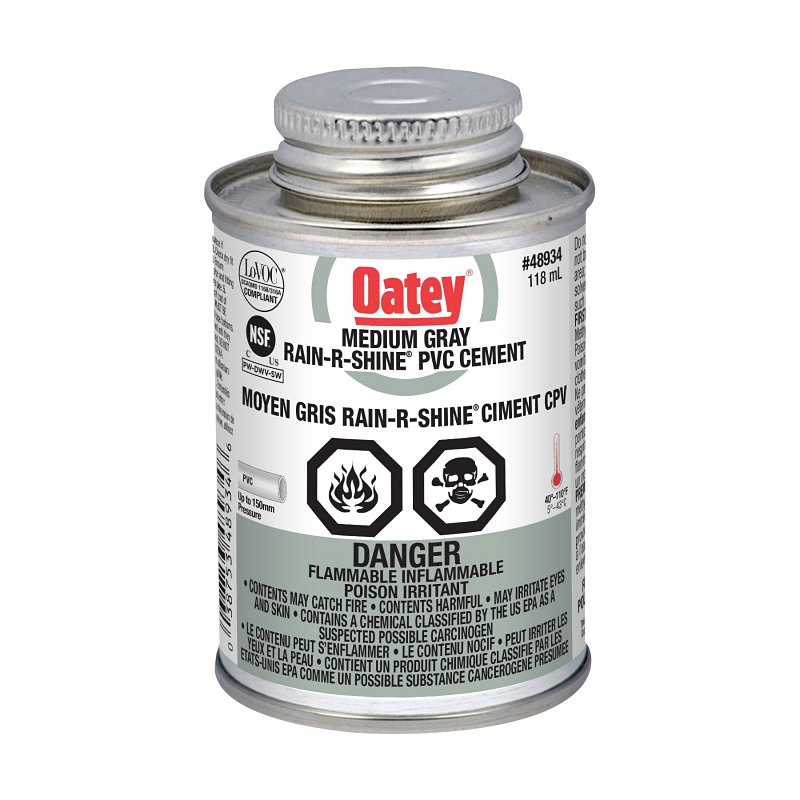 Oatey Rain-R-Shine 31580 Solvent Cement, Gray, 118 mL Can