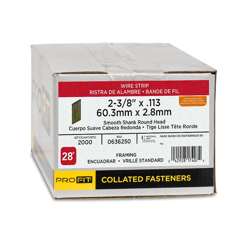 ProFIT 629280 Framing Nail, 3-1/4 in L, 10.25 ga, Stainless Steel, Brite, Offset Round Head, Smooth Shank