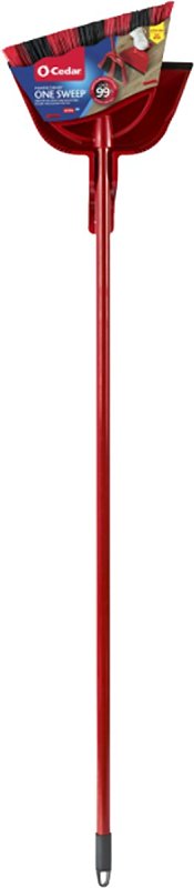 O-Cedar PowerCorner 158610 Angle Broom with Dust Pan, 12 in Sweep Face, Plastic Bristle, Black Bristle, 55 in L