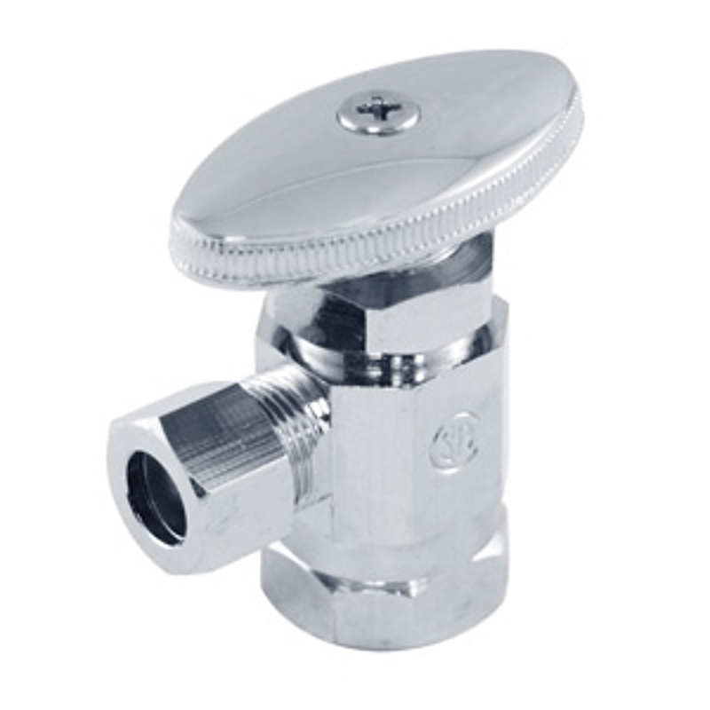 aqua-dynamic 1912-210 Straight Stop Valve, 3/8 in Connection, FIP x Compression, 125 psi Pressure, Brass Body
