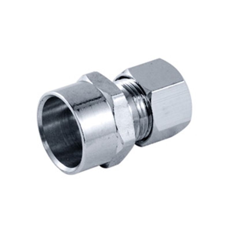 aqua-dynamic 3291-114 Straight Supply Fitting, 1/2 in, Solder, Brass, Chrome