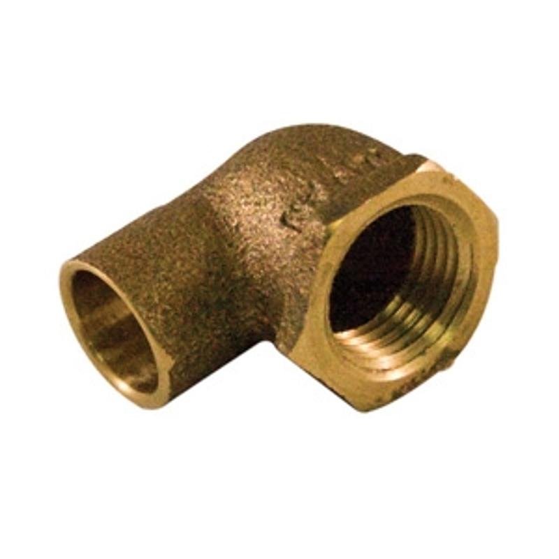 aqua-dynamic 9903-534 Pipe Elbow, 1/2 x 3/4 in, Sweat x Female, 90 deg Angle, Brass