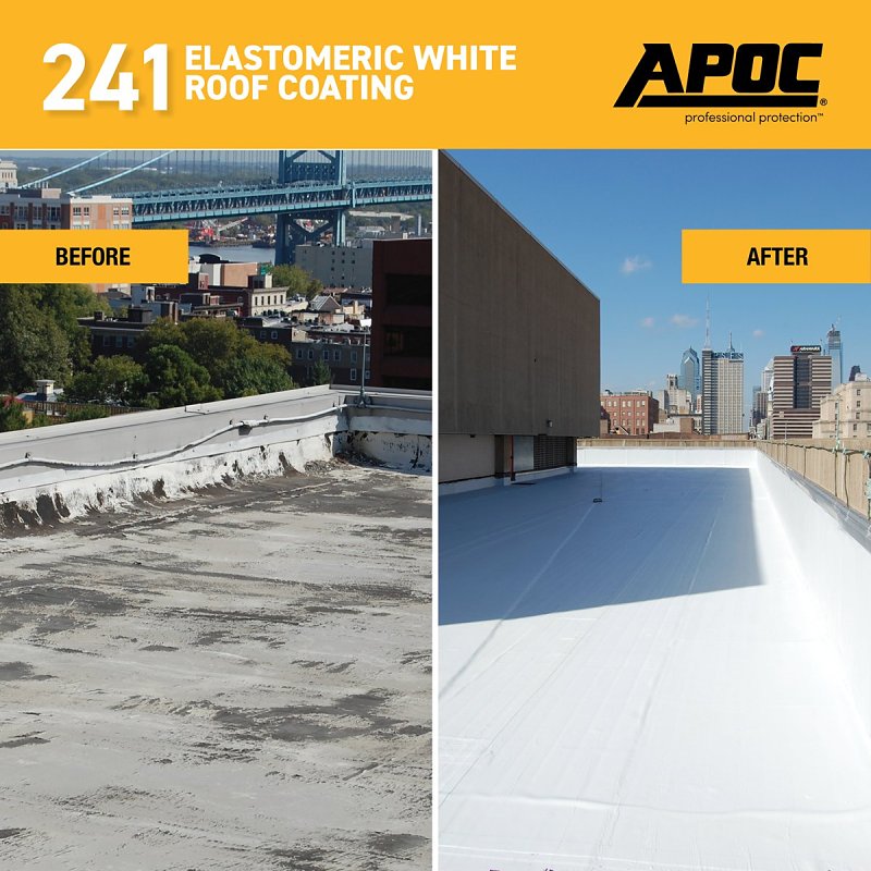 APOC AP-241 Series AP-2415 Elastomeric Roof Coating, White, 4.75 gal, Pail, Liquid