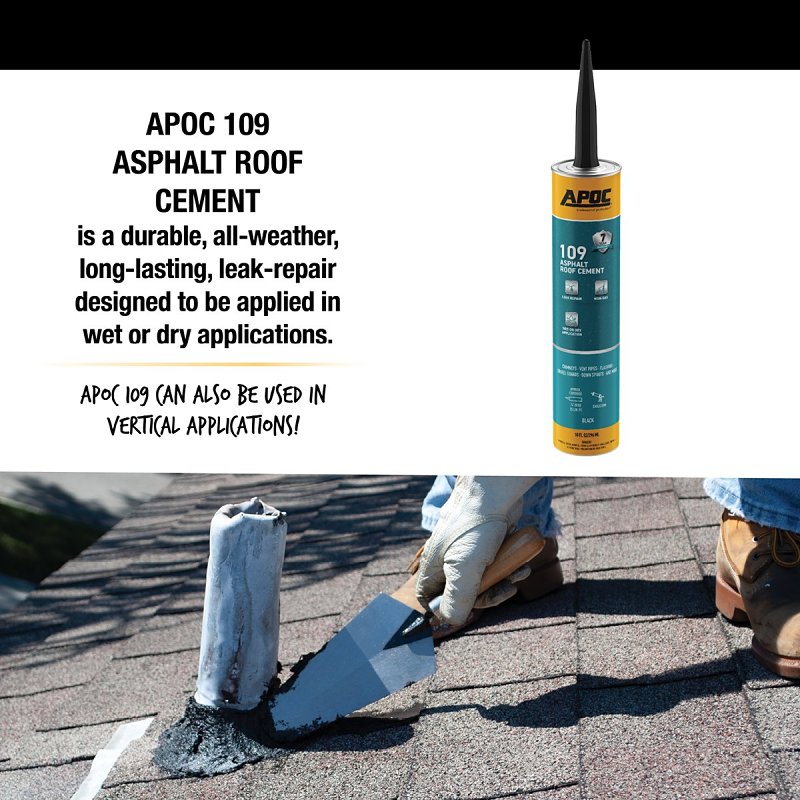 APOC AP-1099 Roof Cement, Black, Liquid, 10.1 oz Tube