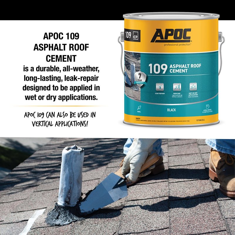 APOC 109 AP-1091 Asphalt Roof Cement, Black, Liquid, 1 gal
