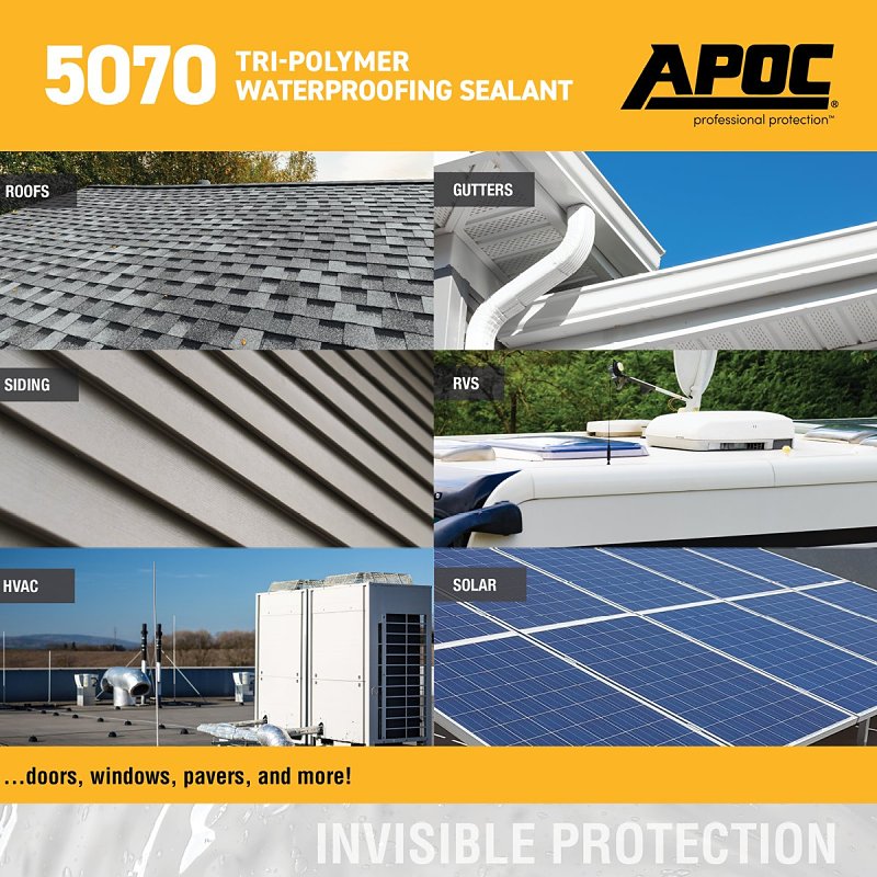 APOC AP-5070 Series AP-5070-0-61 Tri-Polymer Waterproofing Sealant, Clear, Liquid, 10 oz, Tube