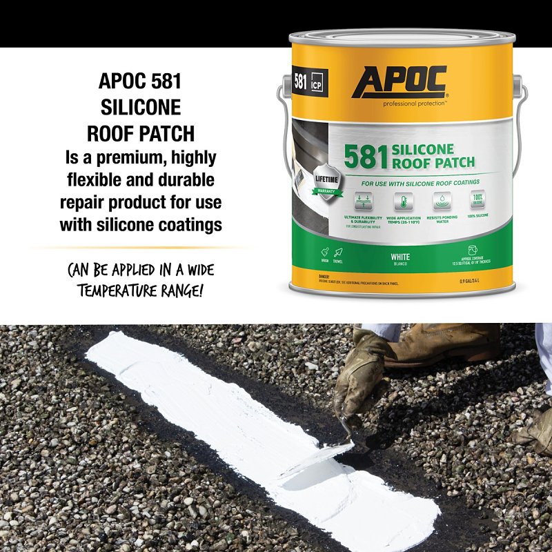 APOC Armor Flash AP-581 Series AP-5811 Silicone Roof Patch, White, Liquid, 1 gal, Pail