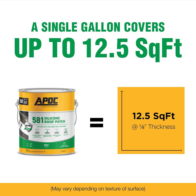 APOC Armor Flash AP-581 Series AP-5811 Silicone Roof Patch, White, Liquid, 1 gal, Pail