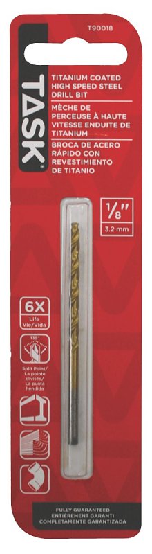 Task T90018 Drill Bit, 1/8 in Dia, 1/PK