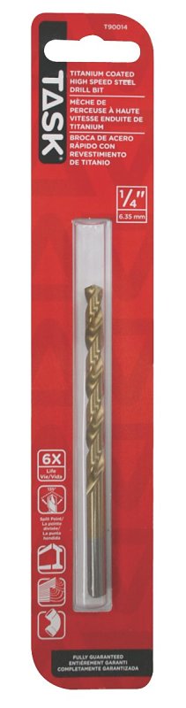 Task T90014 Drill Bit, 1/4 in Dia, 1/PK