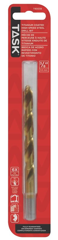 Task T90038 Drill Bit, 3/8 in Dia, 1/PK