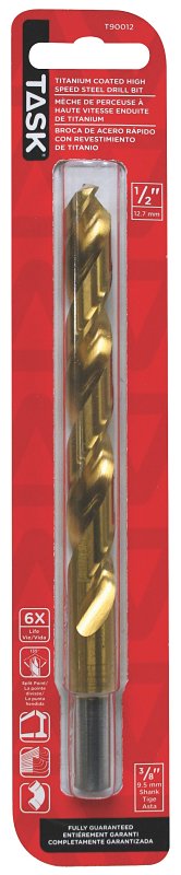 Task T90012 Drill Bit, 1/2 in Dia, 1/PK