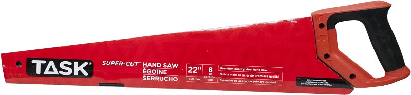 Task Supercut Series T88022 Toolbox Saw, 22 in L Blade, 8 TPI, Soft Touch Grip Handle, Rubber Handle