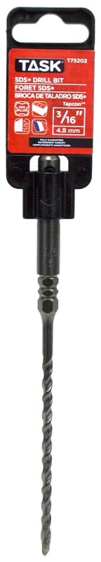 Task T75202 Rotary Hammer Drill Bit, 3/16 in Dia, 7 in OAL, 2-Flute, Hex, SDS Plus Shank