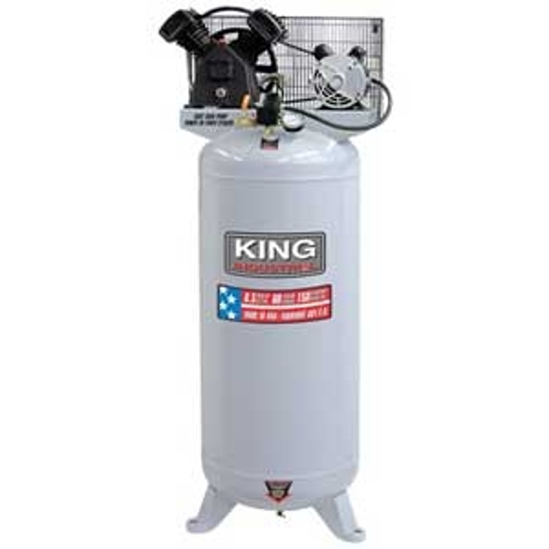 King Canada KC-6160V2 Air Compressor, 27 in L x 20 in W x 65 in H Dimensions, 60 gal Tank, 6.5 hp, 208/240 V, 1 -Stage