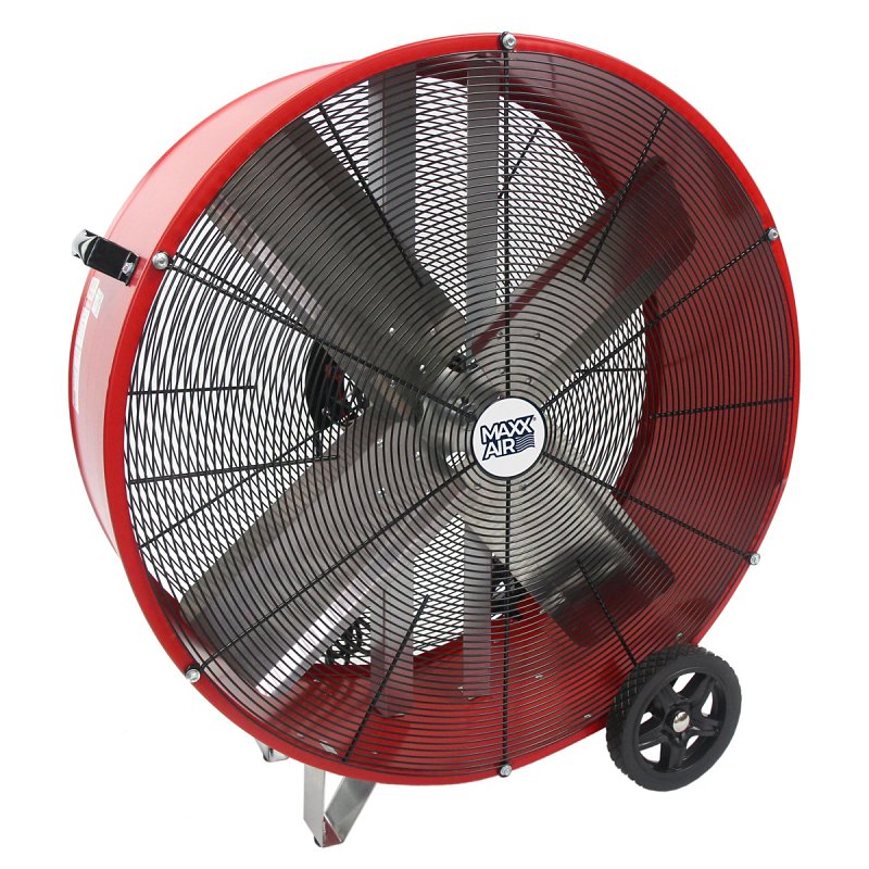 MaxxAir BF30DD Portable Barrel Fan, 120 V, 2-Speed, 4050 to 5000 cfm Air, Red