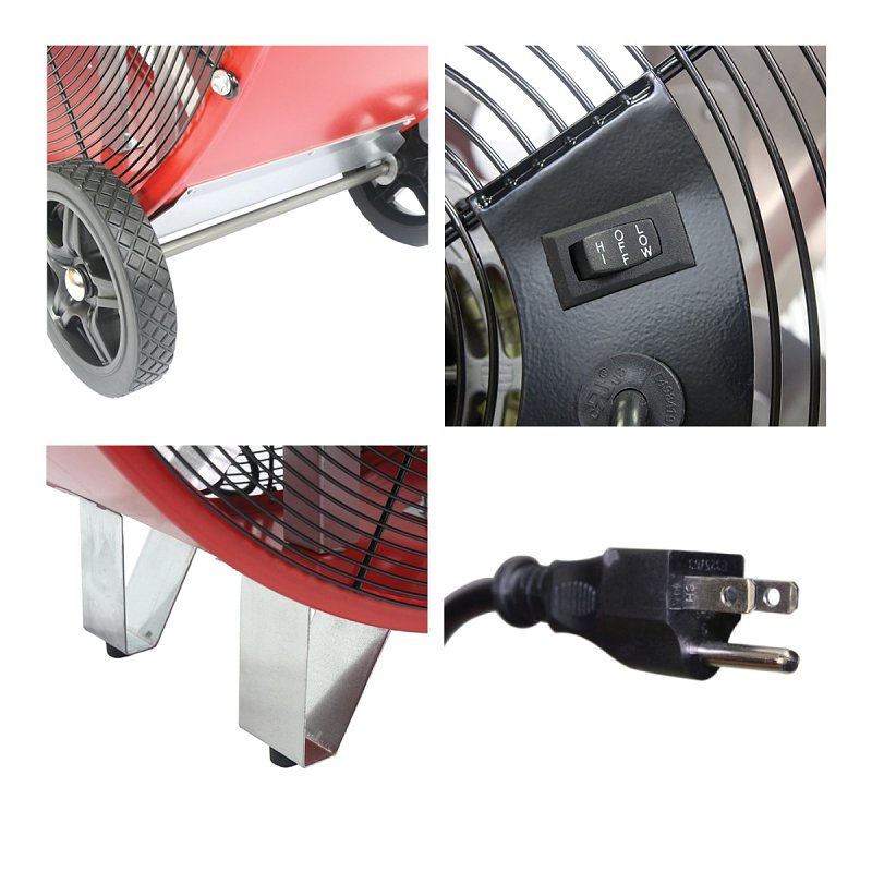 MaxxAir BF30DD Portable Barrel Fan, 120 V, 2-Speed, 4050 to 5000 cfm Air, Red