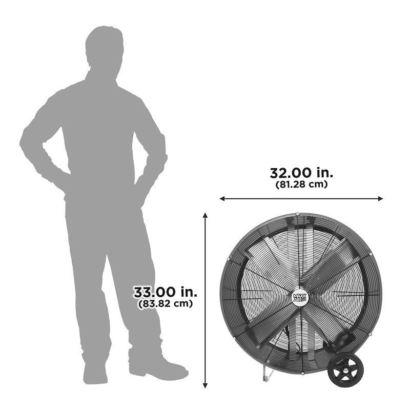MaxxAir BF30DD Portable Barrel Fan, 120 V, 2-Speed, 4050 to 5000 cfm Air, Red