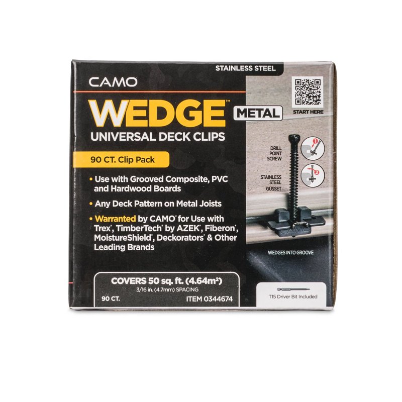 Camo 344674 Deck Clip, 2 in L, Stainless Steel