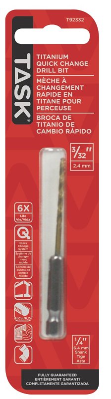 Task T92332 Drill Bit, 3/32 in Dia, 1/PK