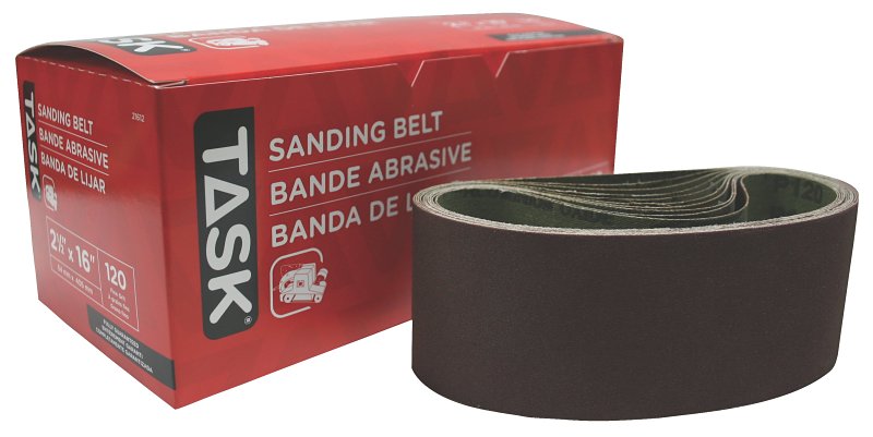 Task 21612 Sanding Belt, 2-1/2 in W, 16 in L, 120 Grit, Aluminum Oxide Abrasive