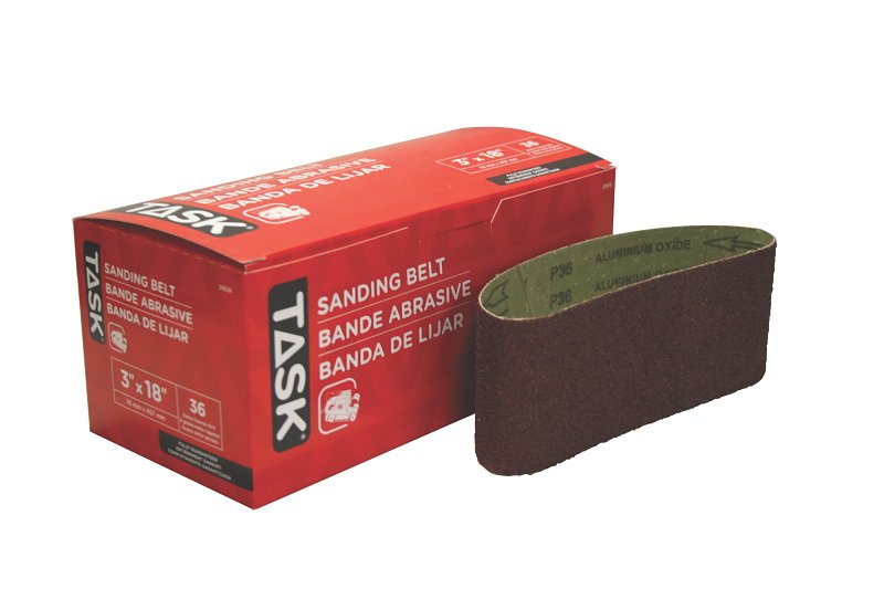 Task 31836 Sanding Belt, 3 in W, 18 in L, 36 Grit, Aluminum Oxide Abrasive
