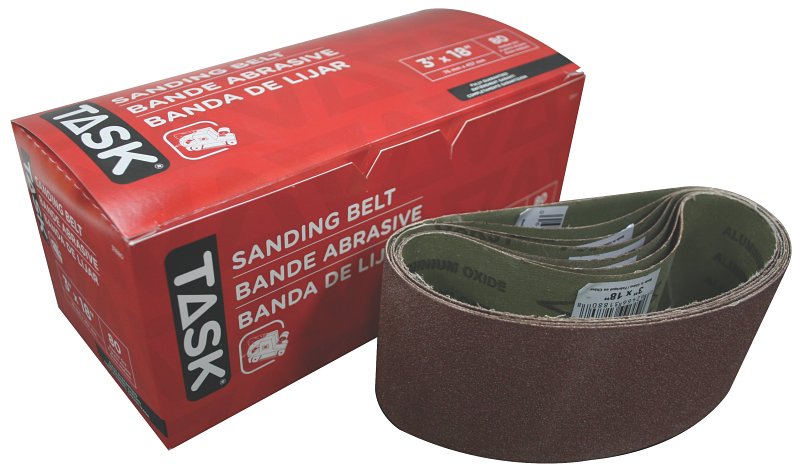 Task 31880 Sanding Belt, 3 in W, 18 in L, 80 Grit, Aluminum Oxide Abrasive