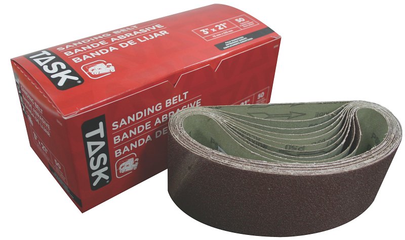 Task 32150 Sanding Belt, 3 in W, 21 in L, 50 Grit, Aluminum Oxide Abrasive