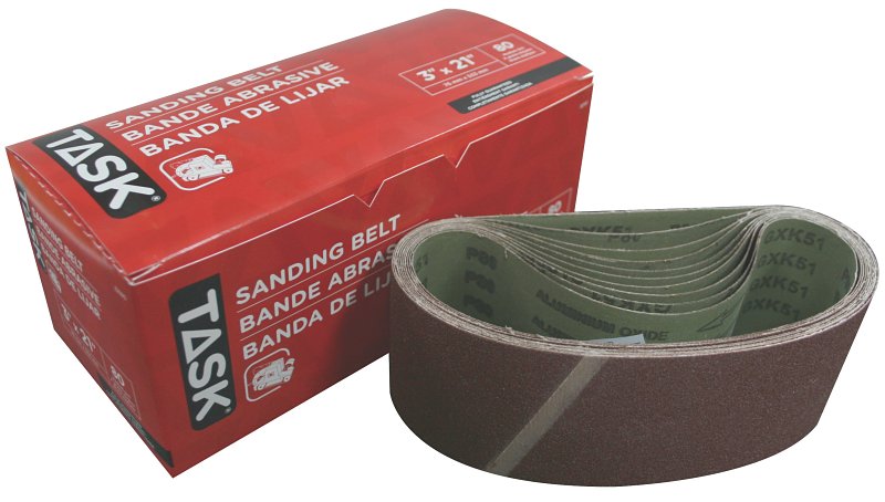 Task 32180 Sanding Belt, 3 in W, 21 in L, 80 Grit, Aluminum Oxide Abrasive