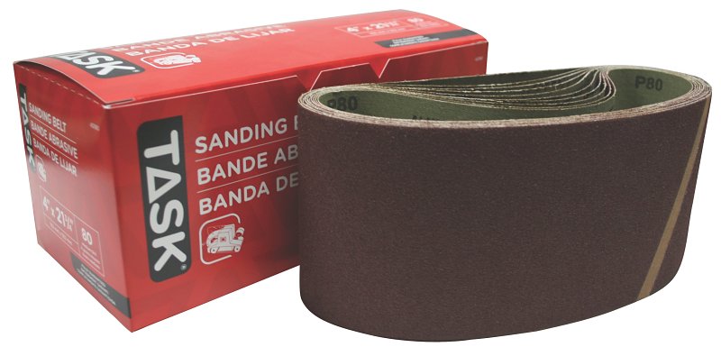 Task 42180 Sanding Belt, 4 in W, 21-3/4 in L, 80 Grit, Aluminum Oxide Abrasive