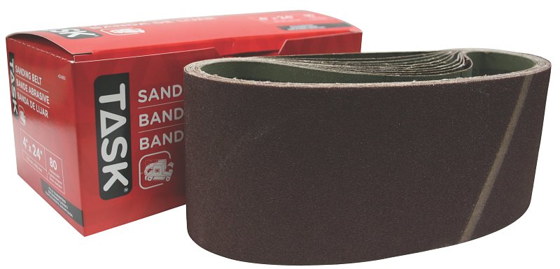 Task 42480 Sanding Belt, 4 in W, 24 in L, 80 Grit, Aluminum Oxide Abrasive