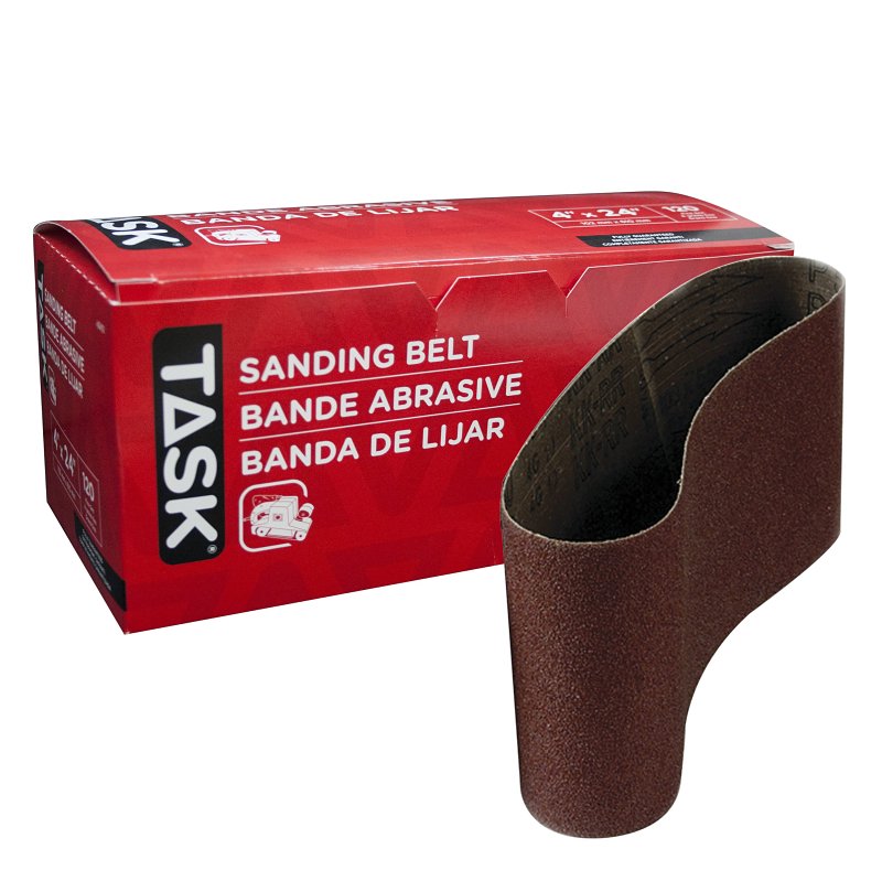 Task 42412 Sanding Belt, 4 in W, 24 in L, 120 Grit, Aluminum Oxide Abrasive